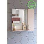 Nurcelant Aynalı Raflı Banyo Dolabı 60 cm Üst Modül Açık Punda-Beyaz - Hayal Pembe