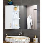 Nurcelant Aynalı Raflı Banyo Dolabı Mdf 80 cm Üst Modül Mat Beyaz