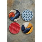 Nurdic Ev Dekor Oval Pleksi Bardak Altlığı Temalı Desenli 4'lü Set Leather - Şeffaf