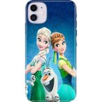 Nurdic iPhone 11 Uyumlu Kılıf Resimli Desenli Silikon Elsa Anna Olaf - 001-Renkli