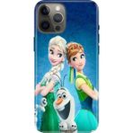 Nurdic iPhone 12 Pro Max Uyumlu Kılıf Resimli Desenli Silikon Elsa Anna Olaf - 001-Renkli