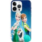Nurdic iPhone 16 Pro Kılıf Şeffaf Üzeri Resimli Silikon Elsa Anna Olaf - 001-Renkli