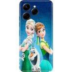 Nurdic Tecno Spark 40 4g Uyumlu Kılıf Resimli Desenli Silikon Elsa Anna Olaf - 001-Renkli