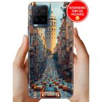 Nurdic Vivo Y21S Y32 Y33S Kılıf Lüks Desenli Silikon Cover Case Galata Francisco - 001-Renkli