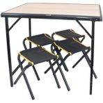 Nurgaz Campout Katlanır Masa-Tabure Seti - 80 x 60 x 70 cm. - Ahşap Desenli