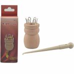 Nurge Ahşap 6 Pin Örgü Makarası + Plastik Tığ ( 240-4 )
