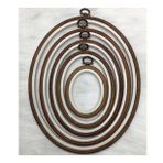 Nurge Ahşap Renk Plastik Oval Pano Kasnak - Nakış Kasnağı 5'li Set