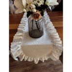 Nurgita Home % 100 Pamuk Ham Keten Fisto Fırfırlı Oval Runner - Bej - 45 x 140 cm