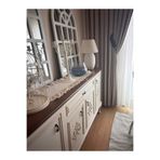 NURGİTA HOME %100 Pamuk Ham Keten Fisto Fırfırlı Oval Runner & Konsol örtüsü &Sehpa örtüsü (35x115 cm)