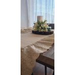 NURGİTA HOME %100 Pamuk Ham Keten Fisto Fırfırlı Oval Vintage Runner (45x140 cm)