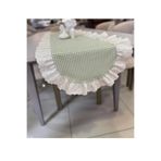 NURGİTA HOME Fırfılı Fistolu Piti Kareli Duck Keten Vintage Oval Runner (40X110 cm)