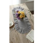 Nurgita Home Fırfırlı Fistolu Duck Keten Oval Runner & Dekoratif Örtü &sehpa Örtü (40 x 140 cm)