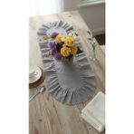 Nurgita Home Fırfırlı Fistolu Duck Keten Oval Runner & Dekoratif Örtü &sehpa Örtü - Gri - 35 x 65 cm