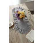 NURGİTA HOME Fırfırlı Fistolu Duck Keten Oval Runner & Dekoratif Örtü &Sehpa Örtü (LEKE TUTMAZ 35x85cm)