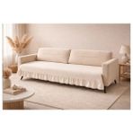 Nurgita Home Fırfırlı Koltuk Örtüsü &ham Keten Bohem Koltuk Örtüsü - 90 x 200 cm - Bej