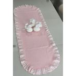 NURGİTA HOME Fisto Fırfırlı Vintage Duck Keten Runner & Dekoratif Örtü&Sehpa Örtüsü (35x85 cm)