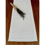 Nurhan Home Collection Çift Sıra Ekru Nakışlı Keten Runner - 40 x 130 cm