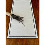 Nurhan Home Collection Çift Sıra Siyah Nakışlı Keten Runner - 40 x 130 cm