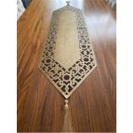 Nurhan Home Collection Selçuklu Modeli Gold Renk Konsol Runner - Altın - Siyah