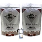 Nuri Toplar Filtre Kahveleri Kenya ve Brazil Yöresel Paket 2X250 gr - 500 gr - Moka Pot
