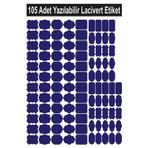 Nurline Lacivert 105 Adet Yazılabilir Etiket , Kavanoz Sticker , Farklı Şekil Ve Farklı Boyutlarda Lacivert