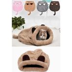 Nurnivus Bobiş Kedi Yatağı Peluş Uyku Kesesi Evcil Hayvan Fonksiyonel Kedi Tüneli Uyku Tulumu Yatak Kulübesi - Kahverengi