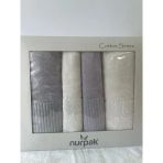 Nurpak %100 Pamuklu Hamam Takımı Gri-Krem