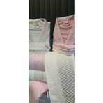 Nurpak Bambu Aile Bornoz Seti 10 Parça Pembe Krem Kutulu