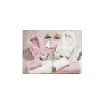 Nurpak Ekru Pembe Bamboo Aile Bornoz Seti