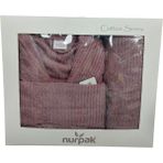 Nurpak Tek Kişilik Bornoz Seti Şalyaka (Banyo Havlusu Büyük Boy)-Ekol Mürdüm (Beden L-XL) - L - XL