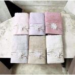 Nurpak YASEMIN%100 Pamuklu 3 D Nakışlı 30X50 cm Mutfak Havlusu - 30 × 50 cm - Koyu Gri - Pembe - Beyaz