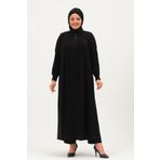 NURSEL KOLU NERVÜRLÜ PİLİSELİ MEDİNE İPEĞİ KADIN FERACE SİYAH 44