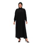 NURSEL KOLU NERVÜRLÜ PİLİSELİ MEDİNE İPEĞİ KADIN FERACE SİYAH 50