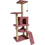 Nursoft B-07 Hamaklı Yuvalı Lüx Kedi Tırmalama Evi Gül Kurusu - Pembe