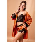 Nurteks 3509 Kadın Bralet Şort Kimono Takım, Amber, S Beden, Polyamide Elastane