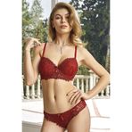 Nurteks 4487 Kadın Dantelli Destekli Sütyen Külot Takım, Bordo, 75B