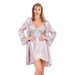 Nurteks 5344 Pudra Saten Kimono Takım