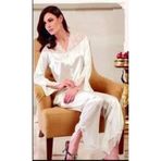Nurteks 5692 Saten Ekru Pijama Takım