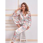 Nurteks Bayan Saten Pijama Takımı XL Çiçek Desenli Mint Renk Konforlu ve Şık Tasarım