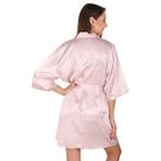Nurteks İpeksi Saten Gelin Kimono Robe Düğün Giyinme Elbisesi Nedime Bornoz İç Çamaşırı Pijama Gecelik Boncuklu Baskı ile, Leylak rengi, S