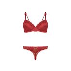 Nurteks Kadın Bordo Destekli Push-up Sütyen Ve String Takım 75-90b, Bordo, 90B
