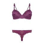 Nurteks Kadın Bordo Destekli Push-up Sütyen Ve String Takım 75-90b, Mor, 90B
