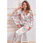 Nurteks Kadın Gömlek Pijama Takımı Saten Çiçekli, Yeşil, S