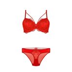 Nurteks Kadın Kırmızı Balenli Destekli Sütyen Takım, KIRMIZI, 85