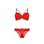 Nurteks Kadın Siyah Destekli Push-up Sütyen Ve Külot Takım 75-90b, Kırmızı, 85B