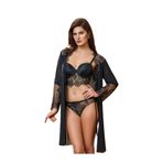Nurteks Kadın Siyah Push Up Büstiyer Ve Kimono Set 3519, SİYAH, 90B