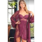 Nurteks Monalisa Home 5389 Kadın Saten Sabahlıklı Gecelik Takım-mor, MOR, M