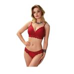 Nurteks Push-up Dantel Detaylı Sütyen Takım, BORDO, 80B