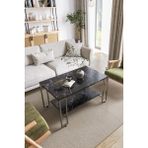 Nury Orta Sehpa Gümüş Metal - Siyah Mermer Tabla - GÜMÜŞ-SİYAH MERMER
