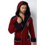 Nuşa Atletic Sport Nakışlı Bambu Cotton Kapşonlu Erkek Bornozu - Bordo
